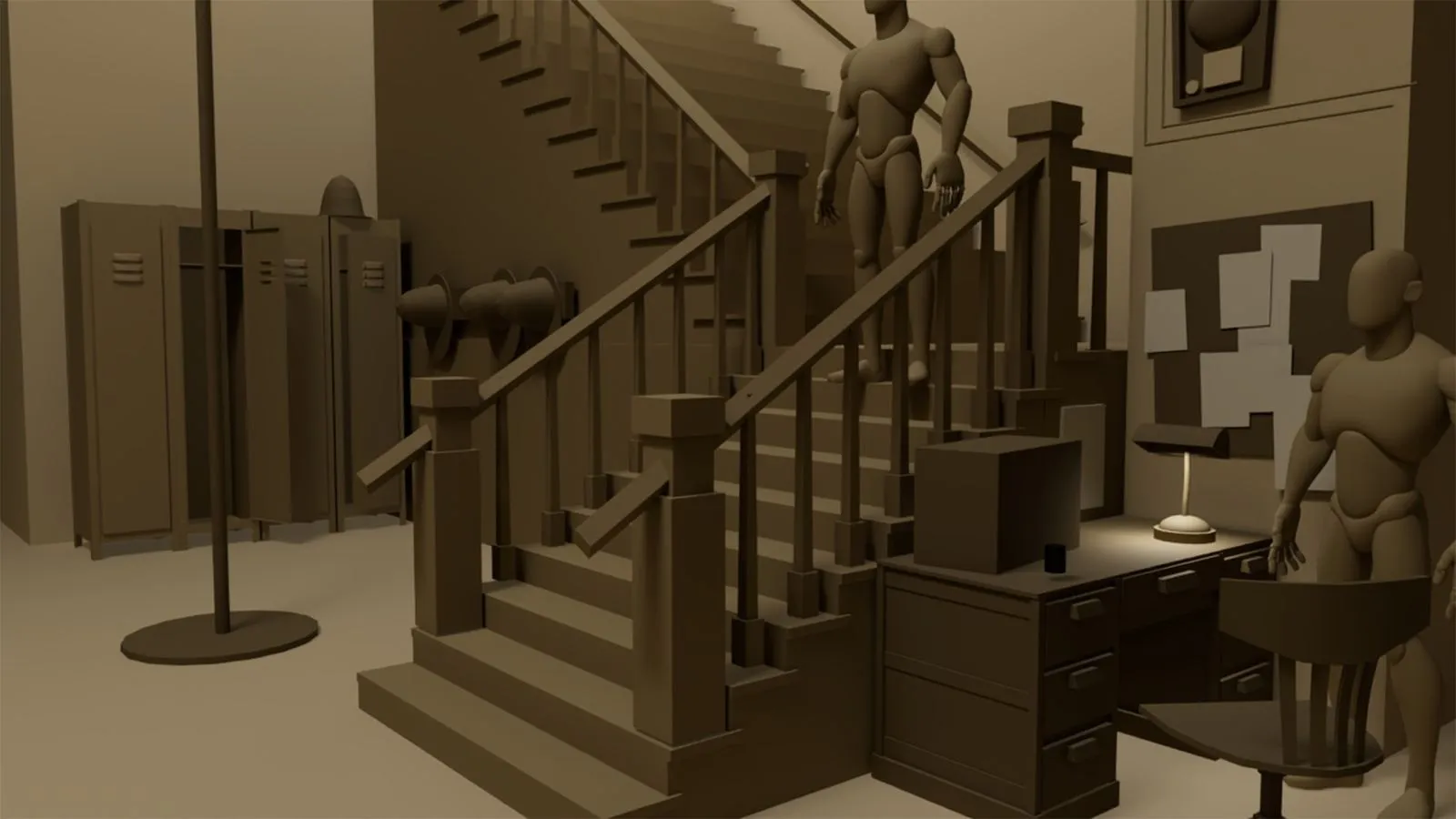 04 · Blockout — Set dressing — placing the hero props.