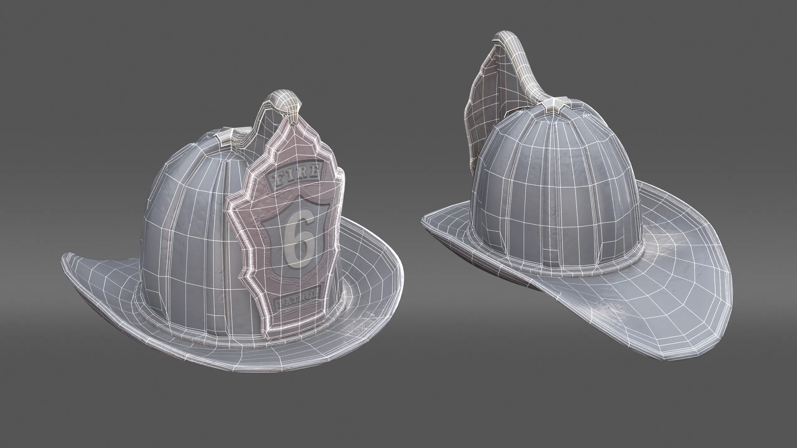 02 · Wireframe — Clean topology for texturing.